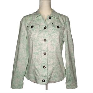 BACCINI Green/White Button Up Jacket Sz L